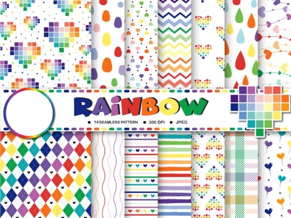 Rainbow - ARCO ÍRIS Arquivo Kit Digita PAPÉIS COLORIDOS - Imagem 1