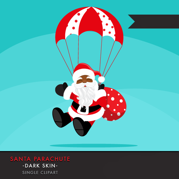 SANTA-PARACHUTE-SINGLE-DARK Arquivo Kit Digital Papai Noel no Paraquedas - Imagem 1