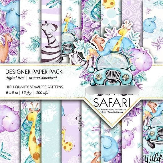 Safari 1 Kit Digital Papeis Safari Clipart - Imagem 1