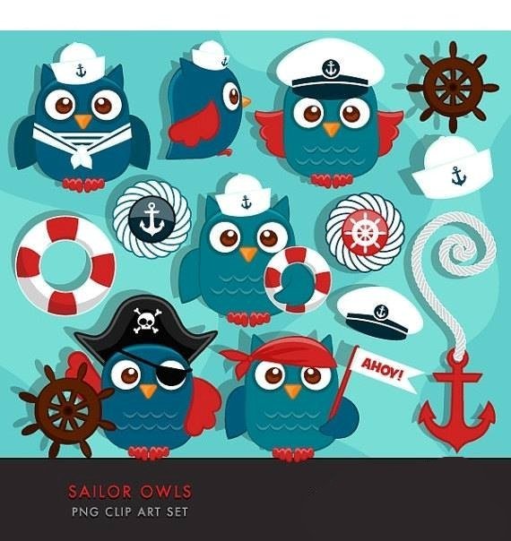 Sailor-Owls-MUJKA Arquivo Kit Digital Corujas Marinheiras Meninas - Imagem 1