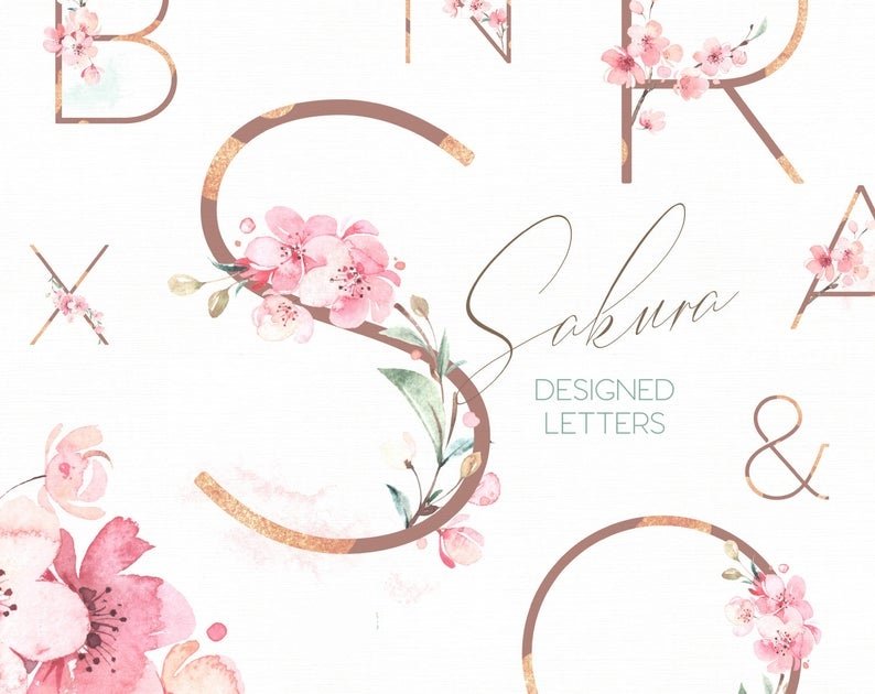 Sakura Designed Letters-Octopus Kit Digital Letras Florais - Imagem 1