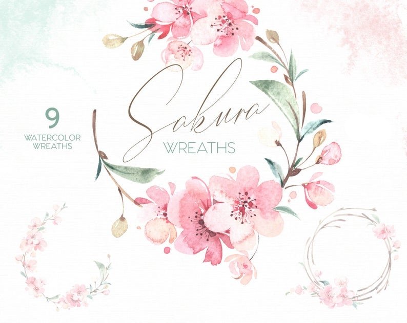 Sakura Wreaths-Octopus Kit Digital Guirlandas Rosa - Imagem 1