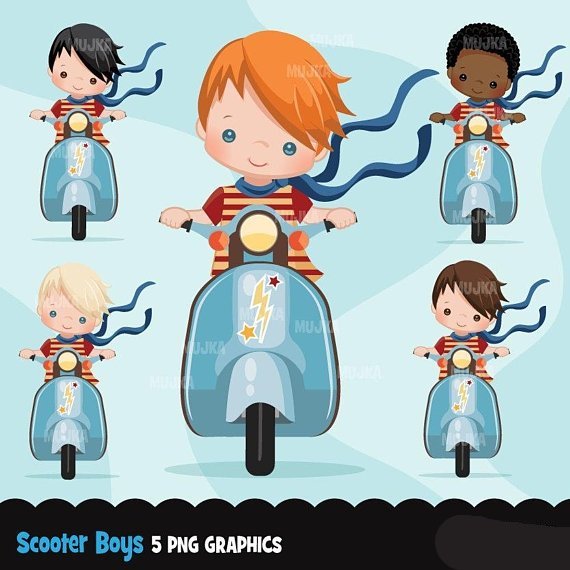 Scooter-Boys-MUJKA Arquivo Kit Digital Garotos Motoqueiros - Imagem 1
