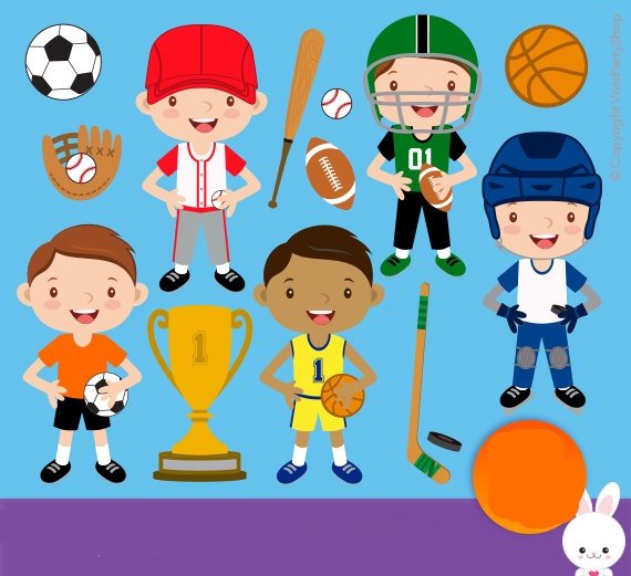 Sports Kids PNG Files Kit Digital Crianças Praticando Esportes - Imagem 1