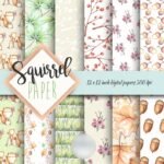Kit Digital Papeis Esquilo Clipart
