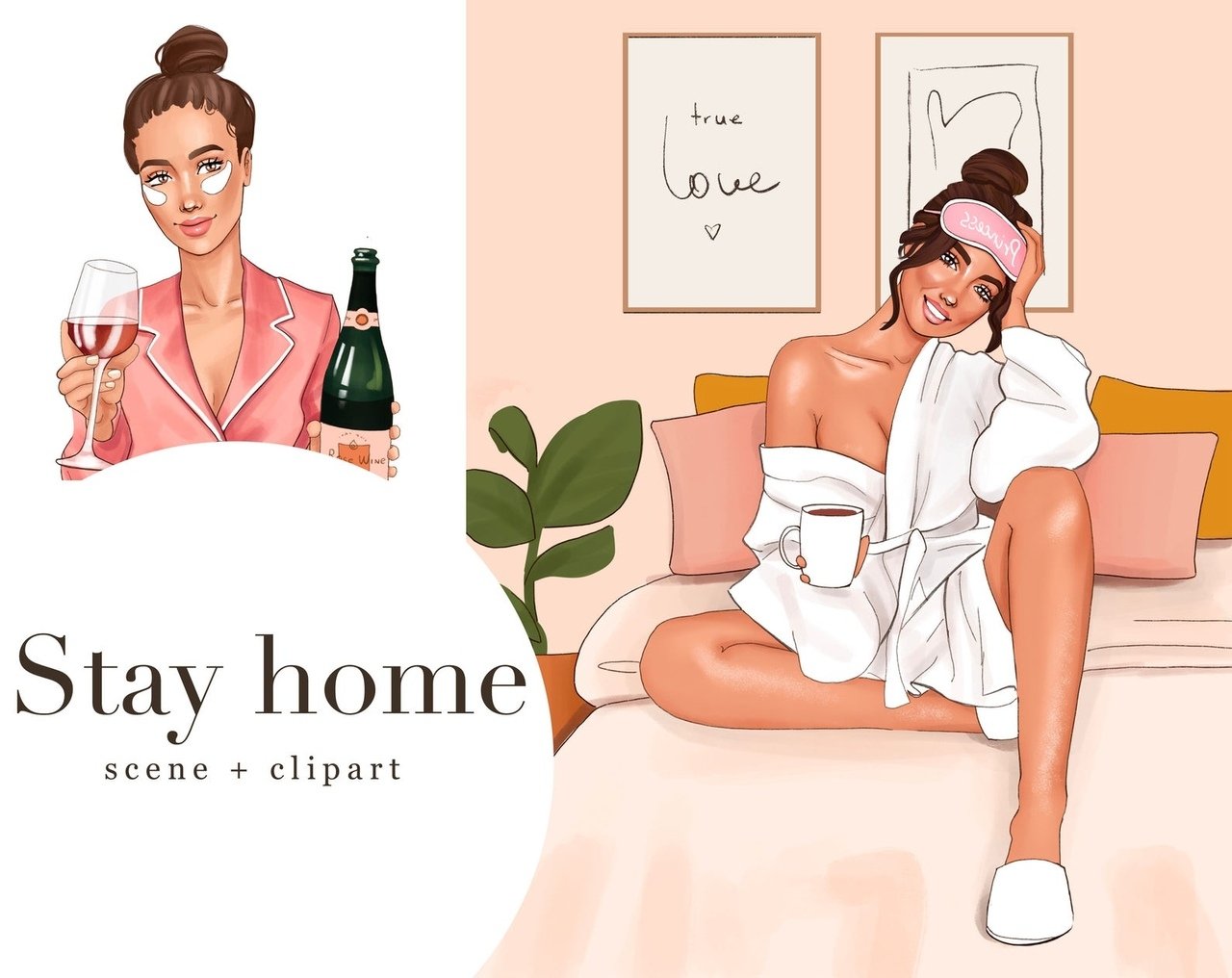 Stay Home Kit Digital Garota em Casa Descansando - Imagem 1
