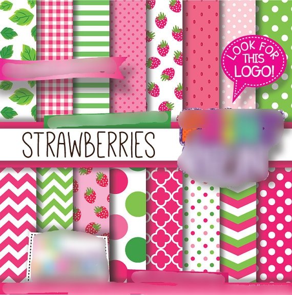 Strawberry Shortcake Kit Digital Papeis Strawberries - Imagem 1