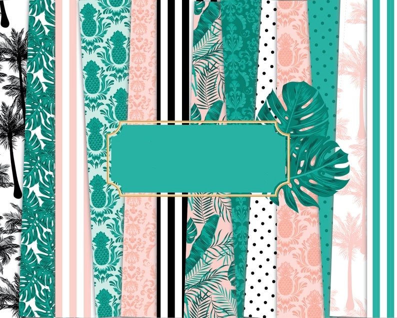Summer Girls Papers Kit Digital Papeis Tropical - Imagem 1
