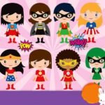 Kit Digital Meninas Vestidas de  Super Heroinas
