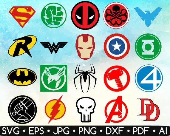 Superhero Logo Svg • Easy to Cut and Work Arquivo Kit Digital Logo de Super Hherói - Imagem 1