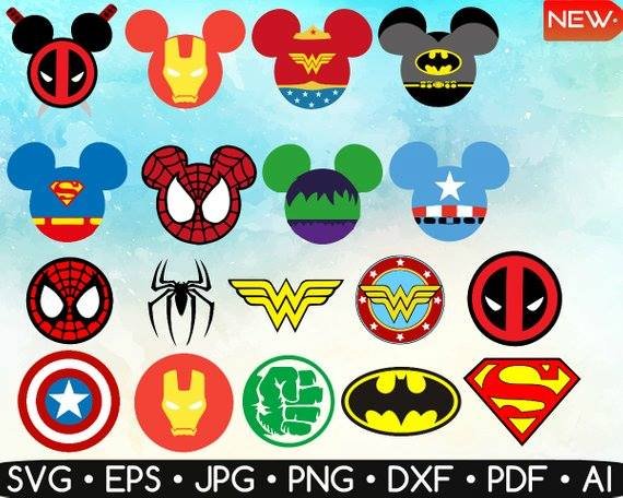 Superhero Logo Svg • Superhero Mickey Arquivo Kit Digital Logo de Super heróis e Mickey - Imagem 1