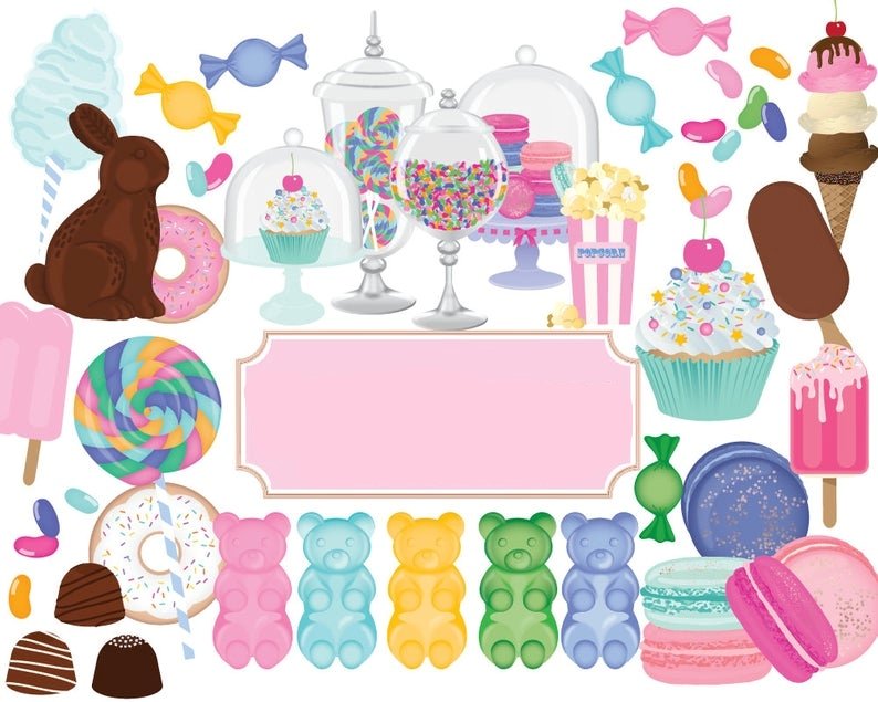 Sweet Shop Clip Art set Kit Digital Loja de Doces - Imagem 1