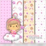 Kit Digital Papeis Princesa Unicornio