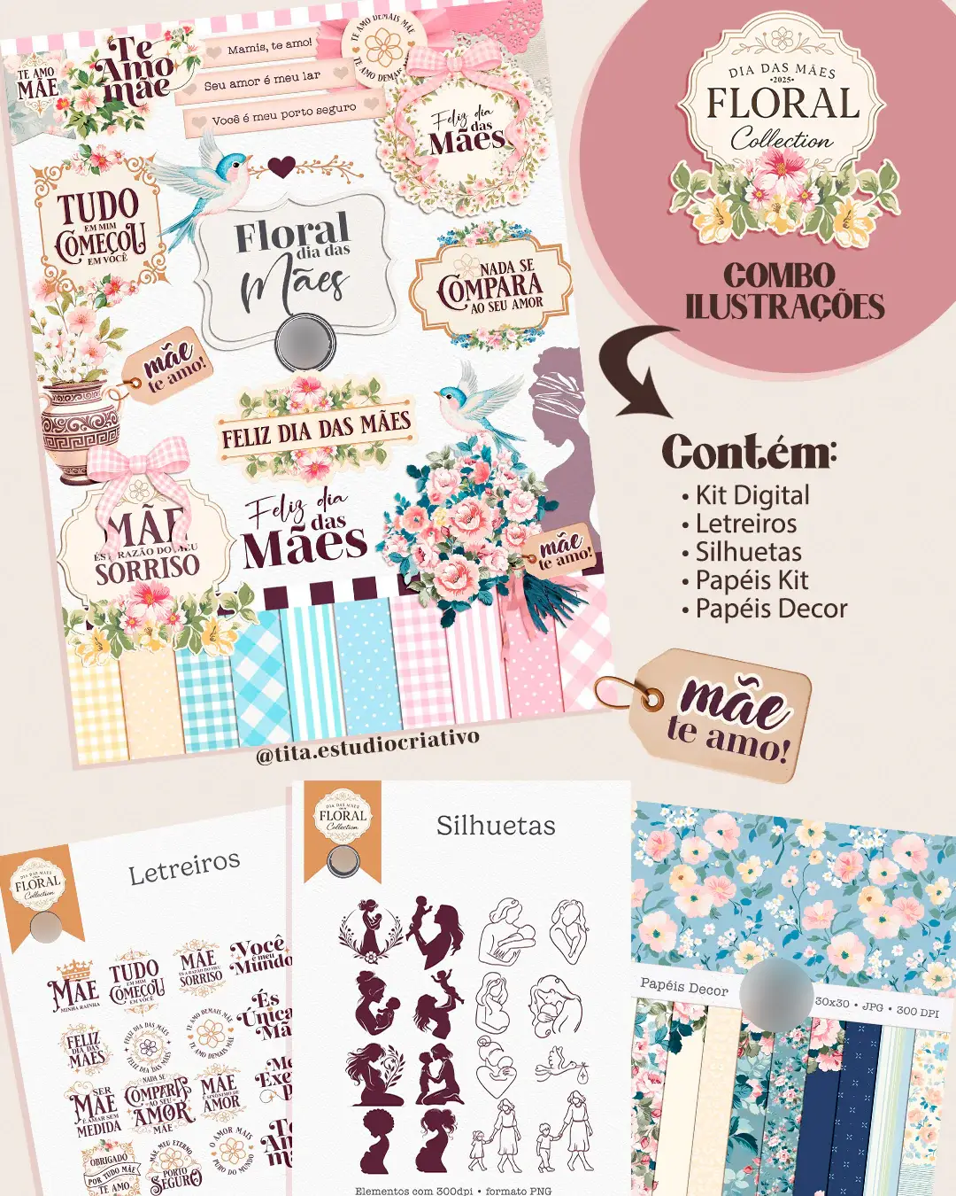 TITA - FLORAL MÃES Kit Digital Dia das Mães Inlustrações - Imagem 1