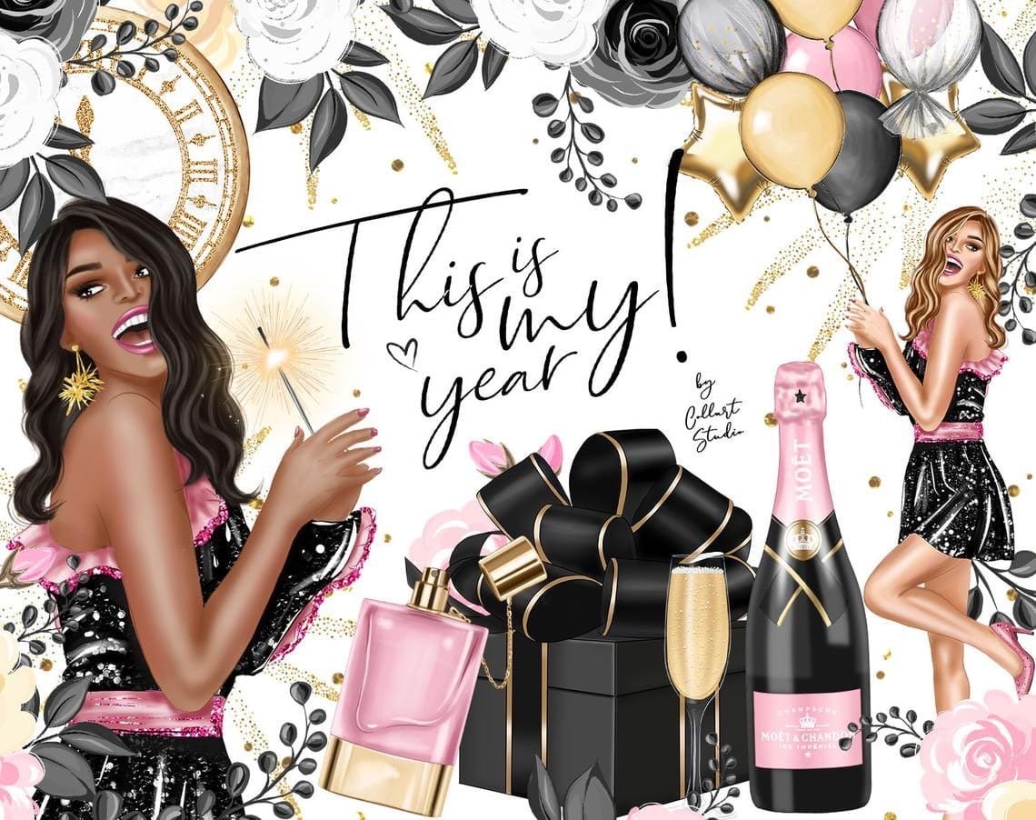 ThisisMyYearbyCSClipart Kit Digital Garotas Celebração - Imagem 1
