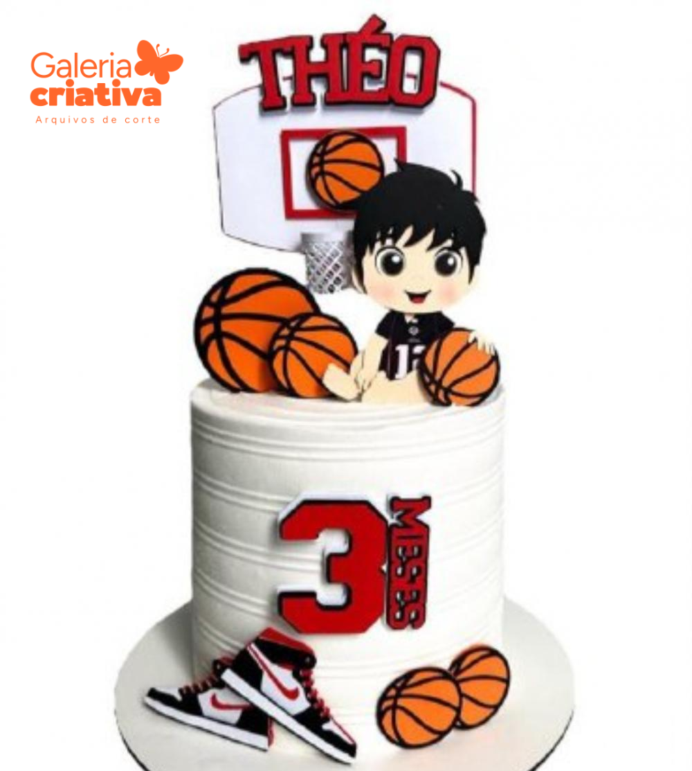Topo de Bolo Basquete Menino Baby Arquivo Topo de Bolo Basquete Menino - Imagem 1