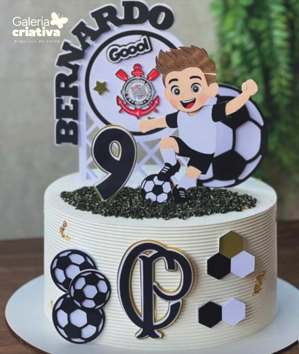 Topo de Bolo Futebol Menino Corinthians Bernardo Arquivo Topo de Bolo Corinthians - Futebol Menino - Imagem 1