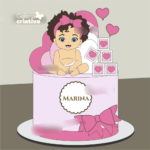 Arquivo Topo de Bolo Mesversário Rosa Menina