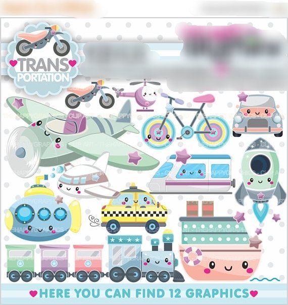 Transportation-Cliparts Kit Digital Meios de Transportes - Imagem 1