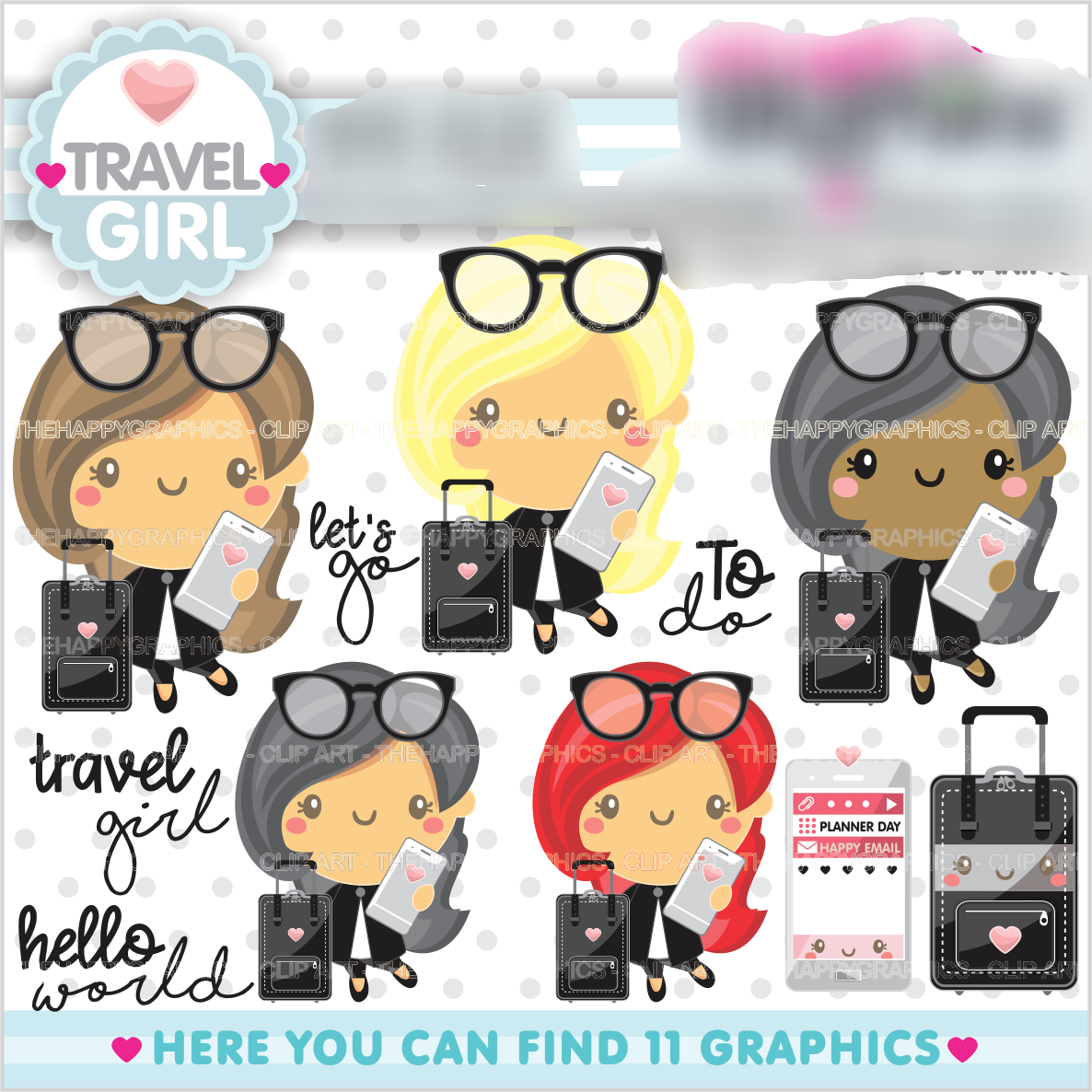 Travel Girl Kit Digital Garota Viajante - Imagem 1