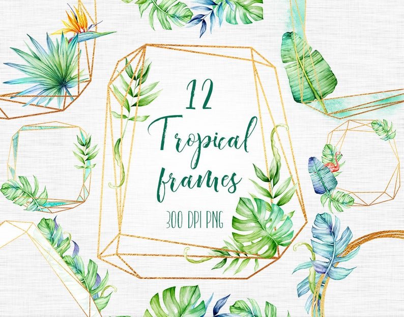 TropicalFrames Kit Digital Papéis Botânico aquarelado - Imagem 1