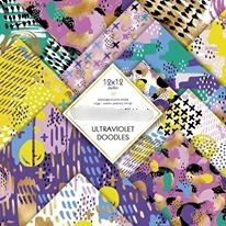 Ultraviolet Doodles Patterns Kit Digital Papeis Rabiscos Ultravioleta - Imagem 1