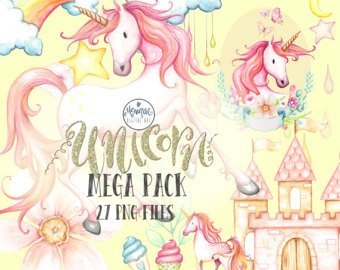 Unicorn ClipArt Kit Digital Unicornio Clipart - Imagem 1