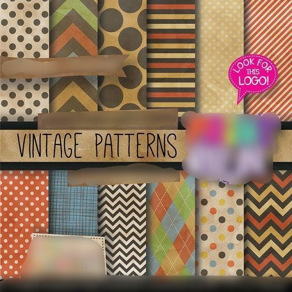 Vintage Patterns Kit Digital Papeis Vintage Patterns - Imagem 1