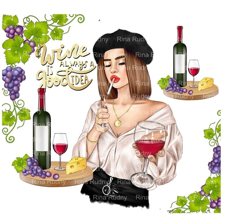 Wine Always a Good Idea Kit Digital Garota do Vinho - Imagem 1