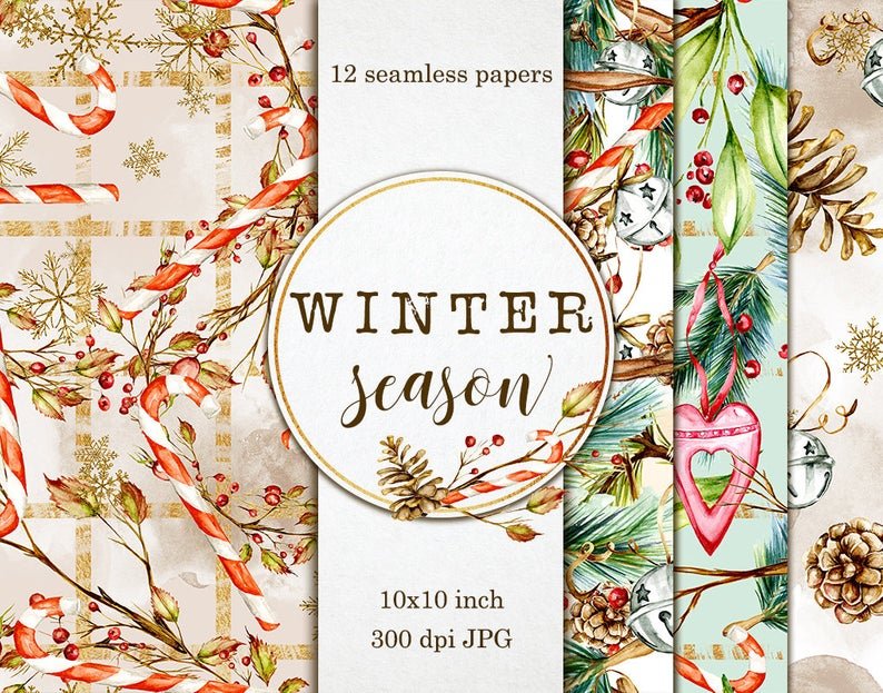 WinterSeamlessPapers Kit Digital Papéis Inverno - Natal - Imagem 1