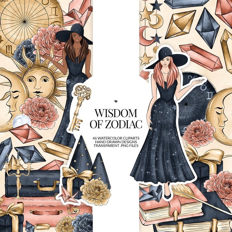 Wisdom Of Zodiac Darker Blue-Phantasia Kit Digital Sabedoria do Zodíaco - Imagem 1