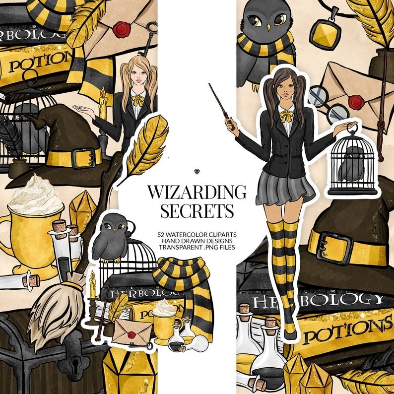 Wizarding Secrets Yellow-Phantasia Kit Digital Harry Potter 4 - Imagem 1