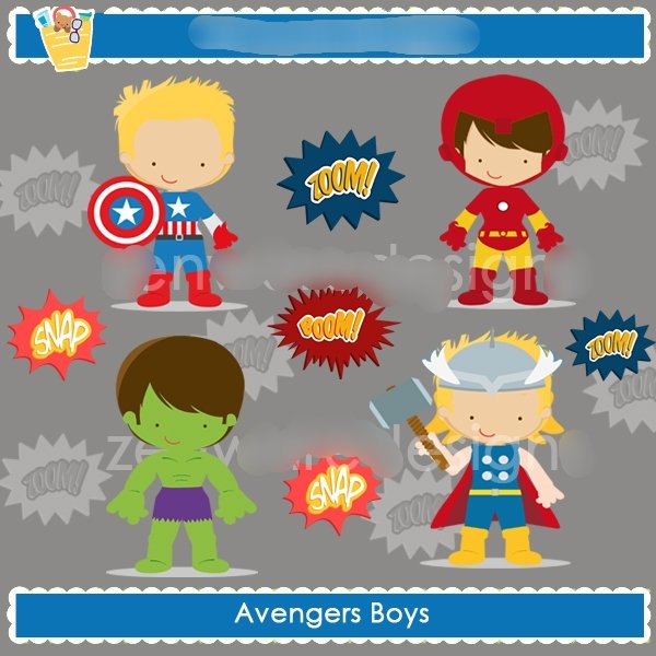 avengers boys Kit Digital Super Herois - Imagem 1