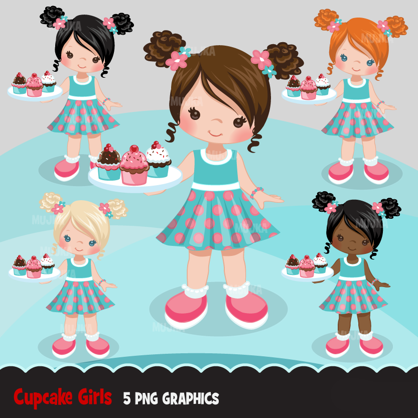 cupcake menina Arquivo Kit Digital Confeiteira menina - Cupcake - Imagem 1