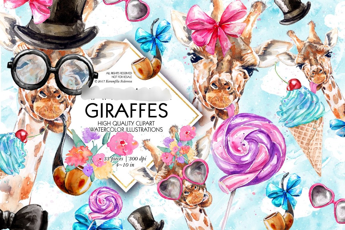 giraffes-clipart Kit Digital Girafas Clipart - Imagem 1
