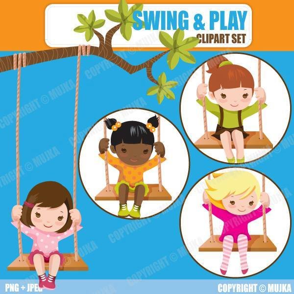 girls swing play Kit Digital Garotas no Balanço - Imagem 1