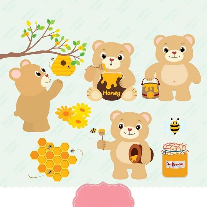 honey bear Kit Digital Ursinhos Mel - Imagem 1