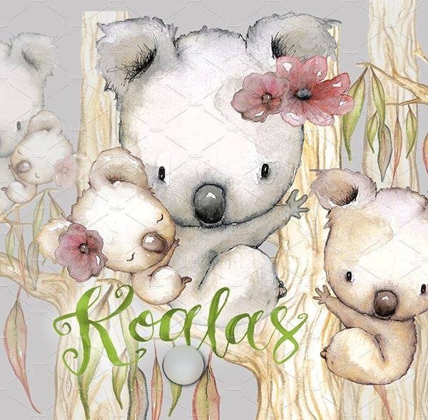 koala Arquivo Kit Digital Koala Mamãe com Filhotes - Imagem 1
