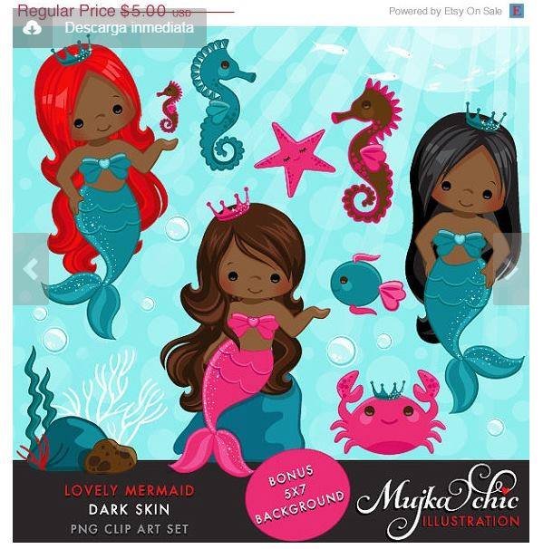 lovely mermaid1 Kit Digital Sereias Negras - Imagem 1