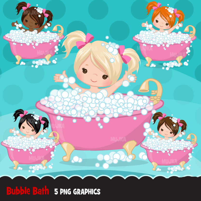 menina no banho 1 Arquivo Kit Digital Meninas no Banho 1 - Imagem 1