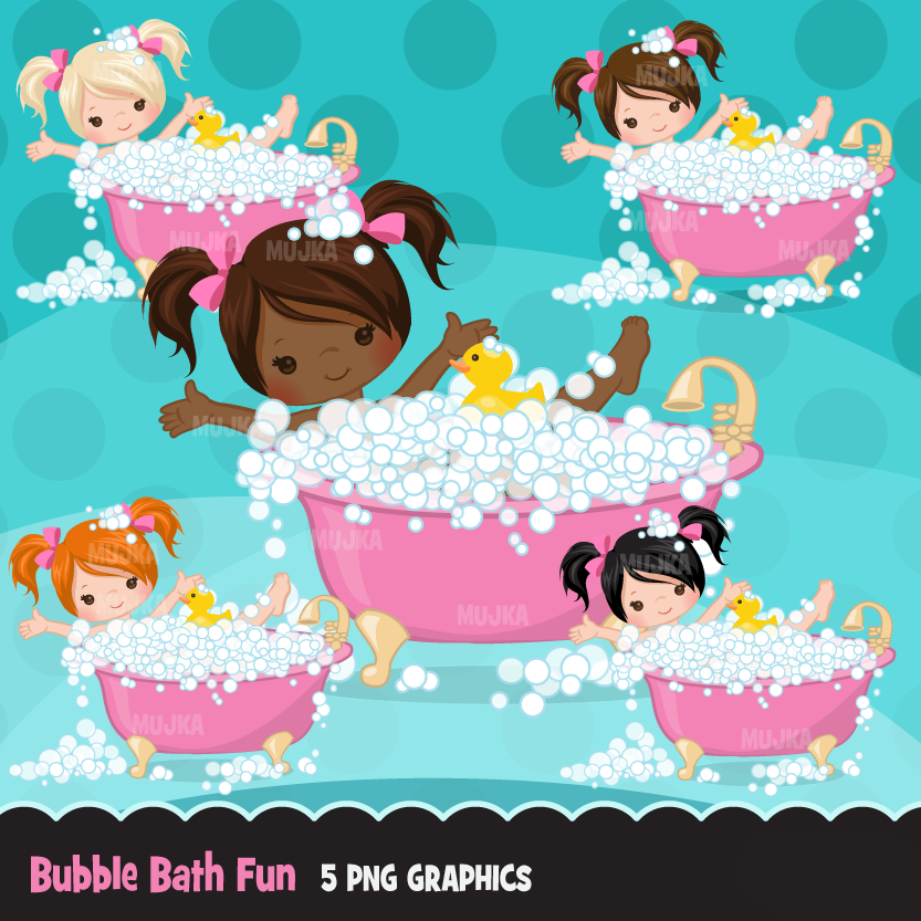 menina no banho 2 Arquivo Kit Digital Meninas no Banho 2 - Imagem 1