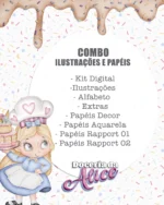 Kit Digital Combo Ilustrações e Papéis Doceria da Alice - Imagem 14