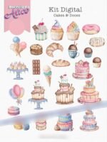Kit Digital Combo Ilustrações e Papéis Doceria da Alice - Imagem 13