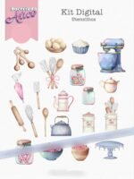 Kit Digital Combo Ilustrações e Papéis Doceria da Alice - Imagem 2