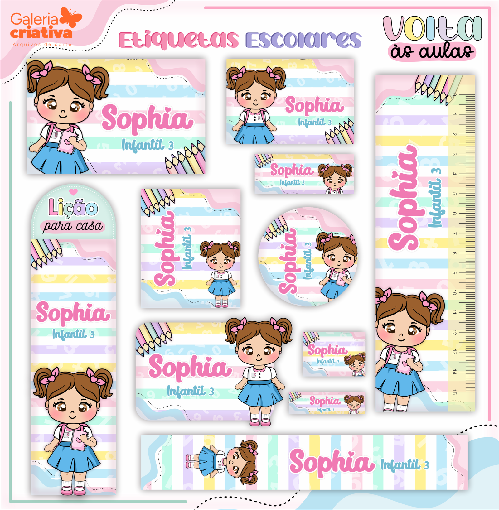 01-ALUNINHAS Arquivo Etiqueta Escolar ALUNINHAS - Imagem 1