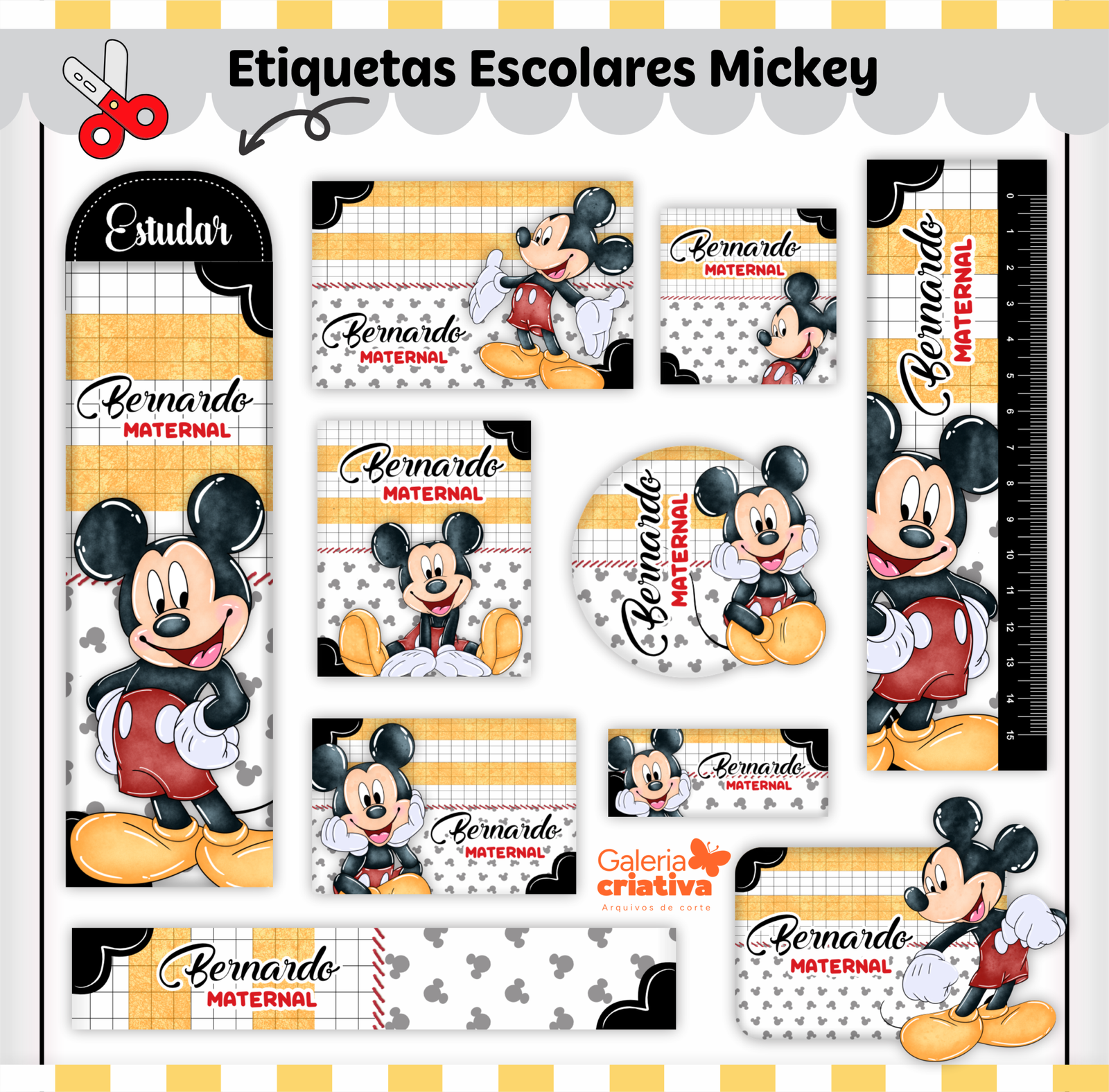 02 - MICKEY Arquivo Etiqueta Escolar MICKEY - Imagem 1