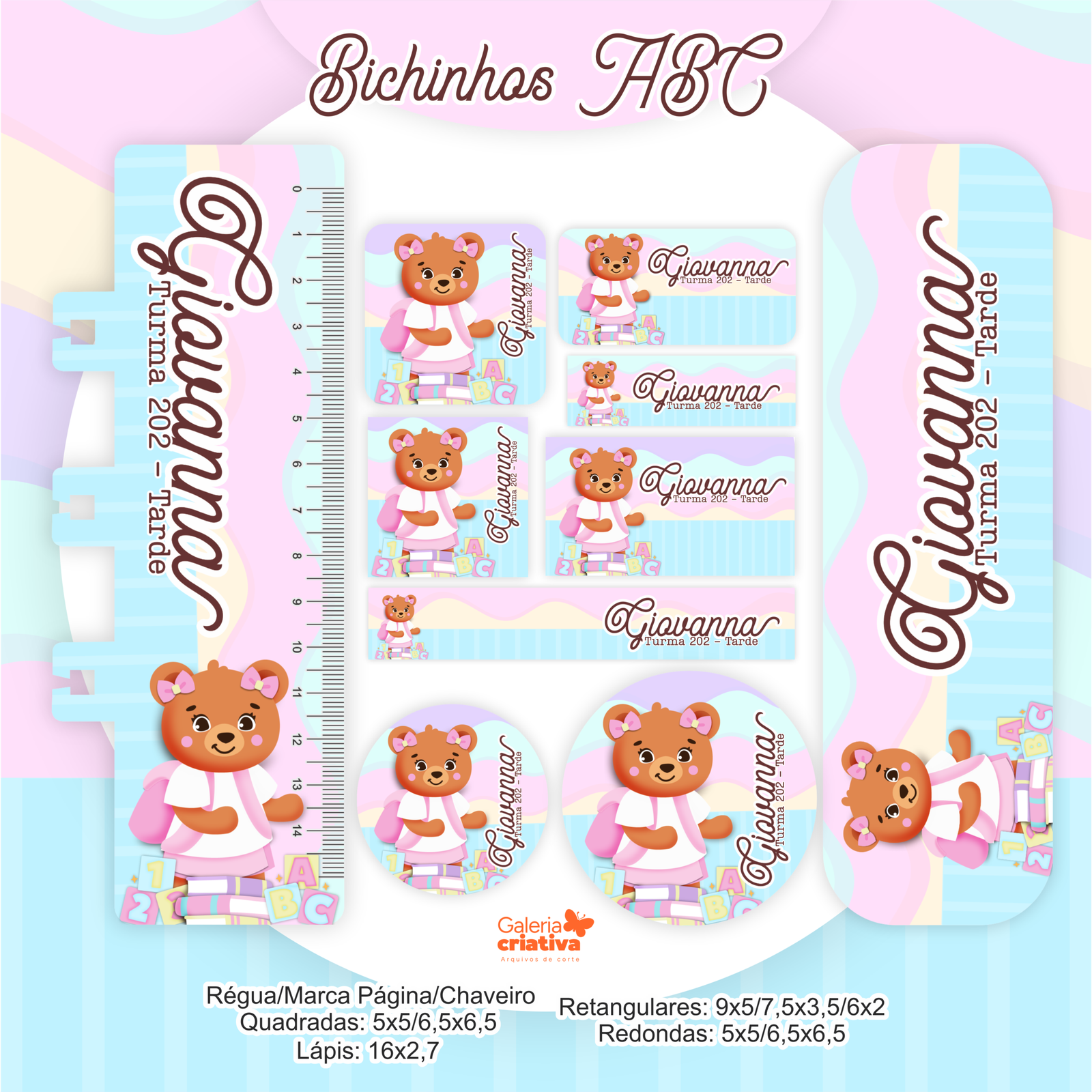 03 - BICHINHOS ABC MENINA Arquivo Etiqueta Escolar BICHINHOS ABC MENINA - Imagem 1