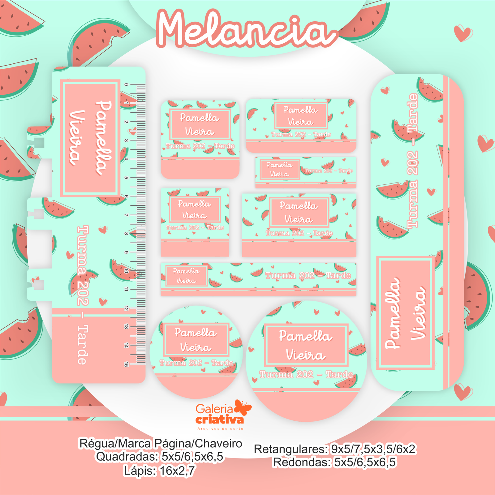 04 - MELANCIA Arquivo Etiqueta Escolar MELANCIA - Imagem 1