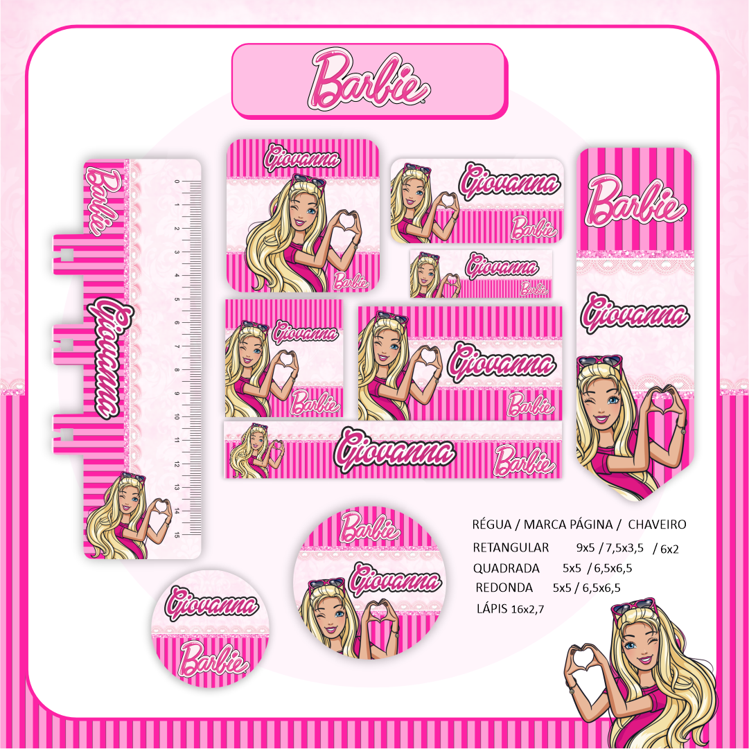 05 - BARBIE Arquivo Etiqueta Escolar BARBIE - Imagem 1