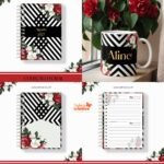 Arquivo Agenda 2027 Floral Vermelho com Preto
